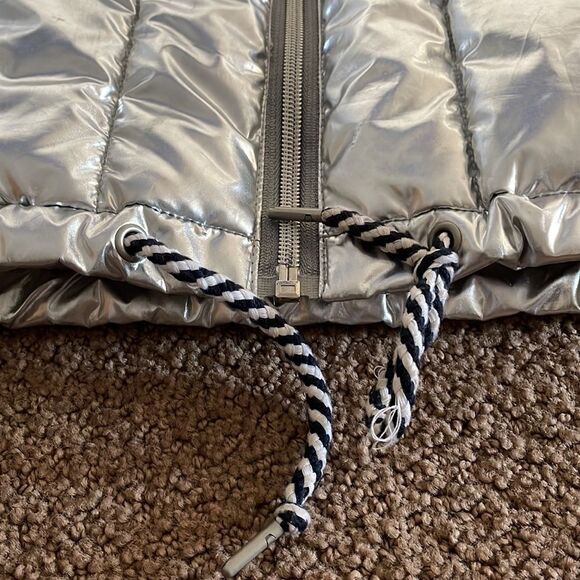 Central Park West Kid Girls Silver Puffer Jacket - Picture 2 of 8